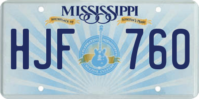 MS license plate HJF760