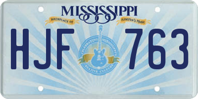 MS license plate HJF763