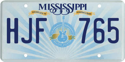 MS license plate HJF765