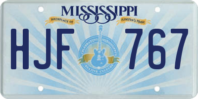 MS license plate HJF767