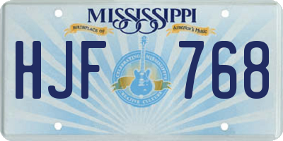 MS license plate HJF768