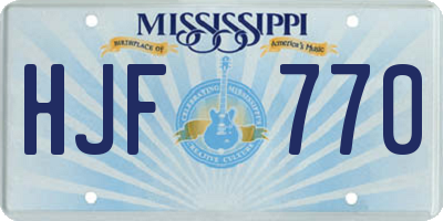 MS license plate HJF770