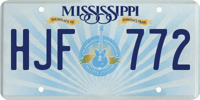 MS license plate HJF772