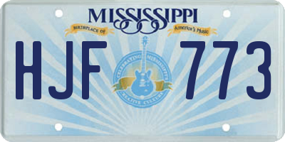 MS license plate HJF773