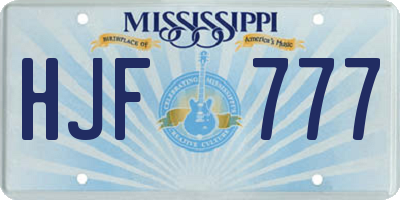 MS license plate HJF777