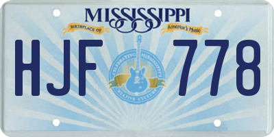 MS license plate HJF778