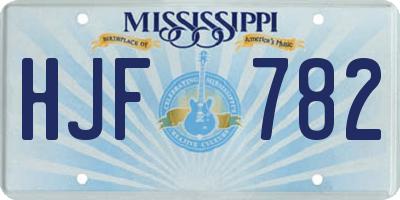 MS license plate HJF782