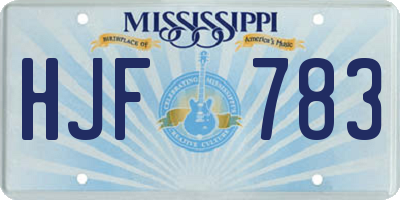 MS license plate HJF783