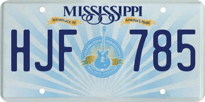 MS license plate HJF785