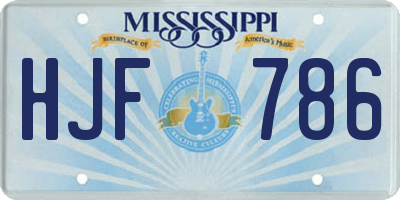 MS license plate HJF786