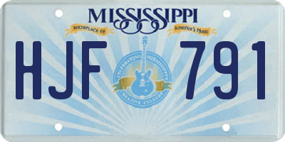 MS license plate HJF791