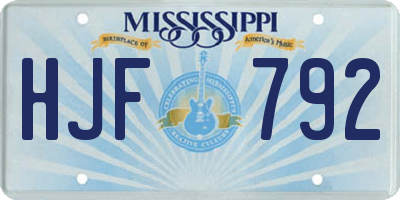MS license plate HJF792