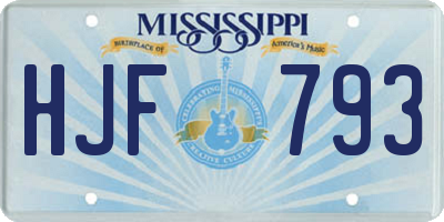 MS license plate HJF793
