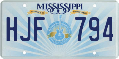 MS license plate HJF794