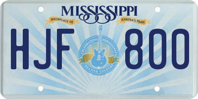 MS license plate HJF800