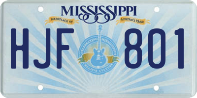 MS license plate HJF801