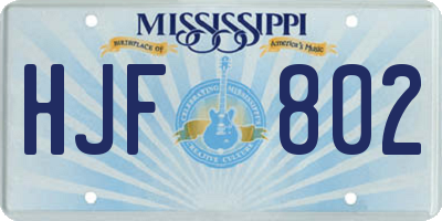 MS license plate HJF802