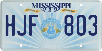 MS license plate HJF803
