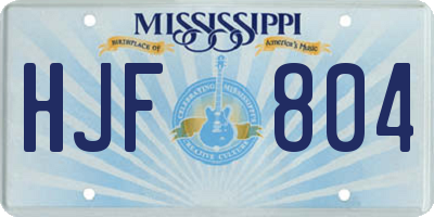MS license plate HJF804
