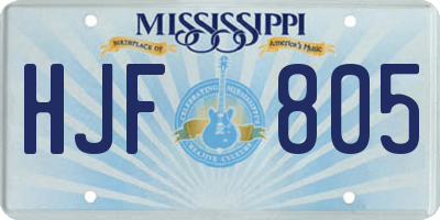 MS license plate HJF805