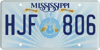 MS license plate HJF806