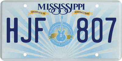 MS license plate HJF807