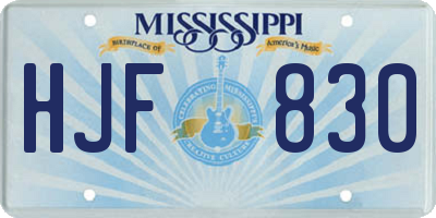 MS license plate HJF830