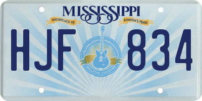 MS license plate HJF834