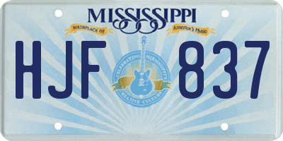 MS license plate HJF837