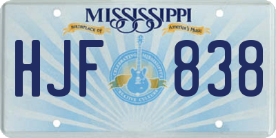 MS license plate HJF838