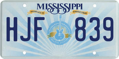 MS license plate HJF839