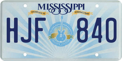 MS license plate HJF840