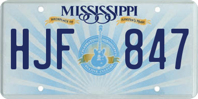 MS license plate HJF847