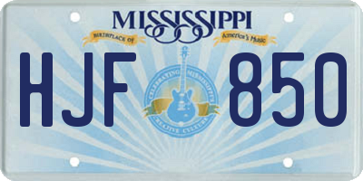 MS license plate HJF850