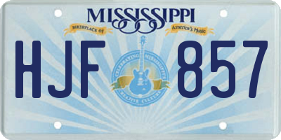 MS license plate HJF857