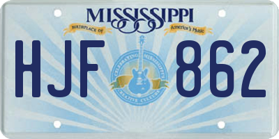 MS license plate HJF862