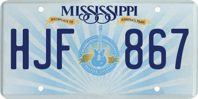 MS license plate HJF867