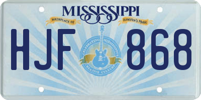 MS license plate HJF868