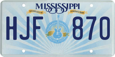 MS license plate HJF870