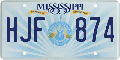 MS license plate HJF874