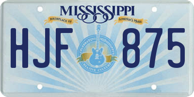 MS license plate HJF875