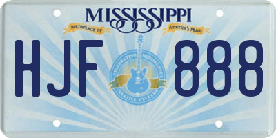 MS license plate HJF888