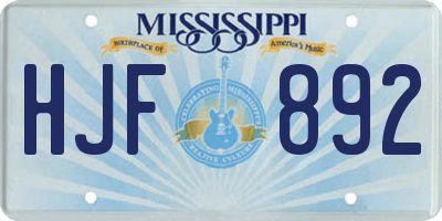 MS license plate HJF892