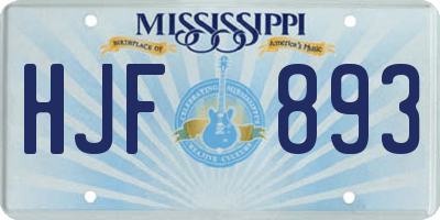 MS license plate HJF893