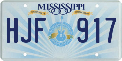 MS license plate HJF917