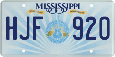 MS license plate HJF920