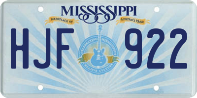 MS license plate HJF922