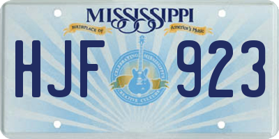 MS license plate HJF923