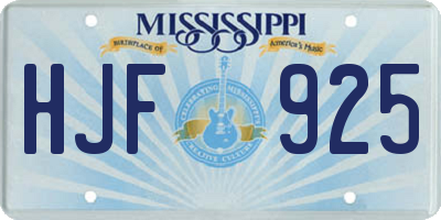 MS license plate HJF925