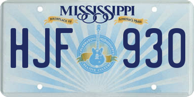 MS license plate HJF930